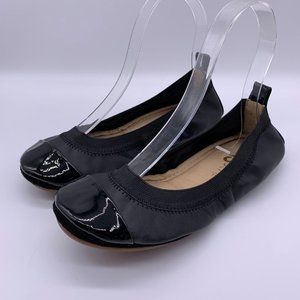 Yosi Samra Samantha Black Leather Ballet Flat Sz 5